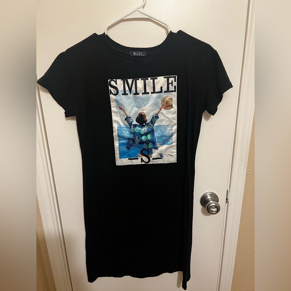 Buzz Black Graphic T-Shirt Dress